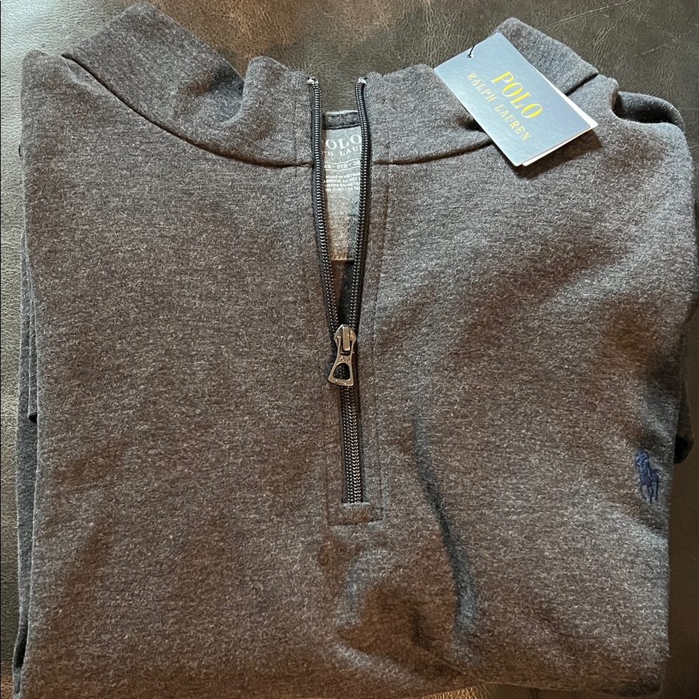 Polo by Ralph Lauren Men's Heather Blue quarter Zip-Up Fleece.